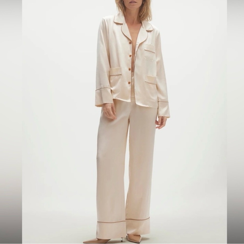 NWT Naked Cashmere Grace Silk Pajama Set in Champagne Bronze Size Small